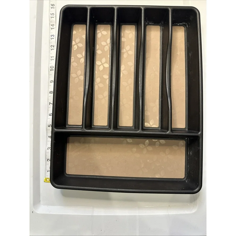 Rubbermaid No-Slip Large, Silverware Tray‎ Organizer, Black with Brown.